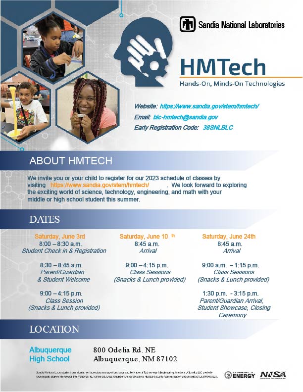 HMTECH STEM classes with Sandia