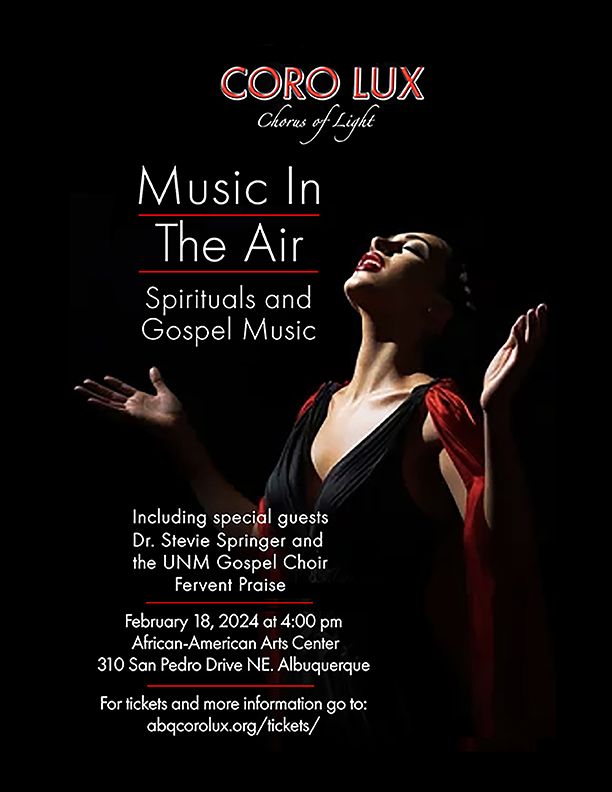 Coro Lux, Music in the Air: Spirituals and Gospel Music