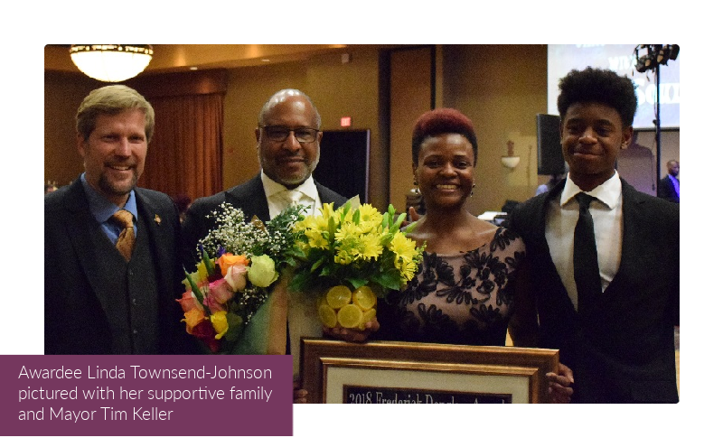 New Mexico Black History Festival Linda Townsend-Johnson with family and Mayor Tim Keller