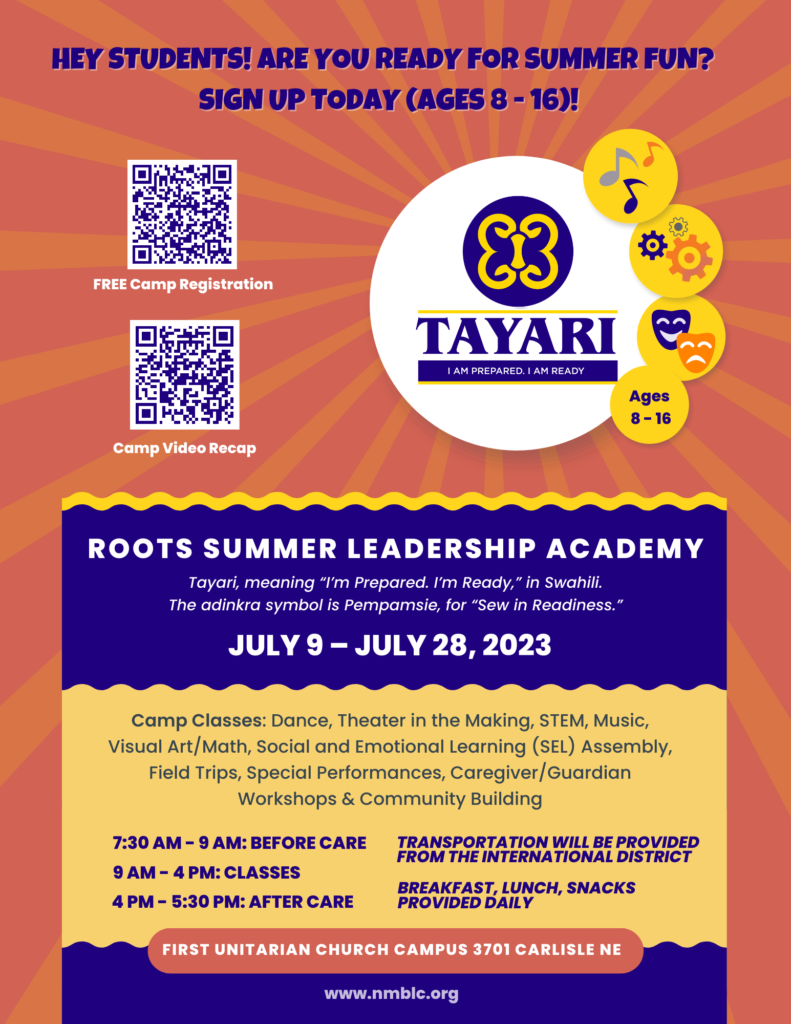 Roots Summer Leadership Academy youth summer camp 2023 flyer