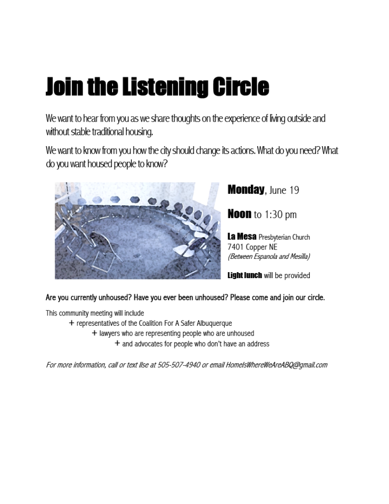 Listening Circle: Experiences with Being Unhoused