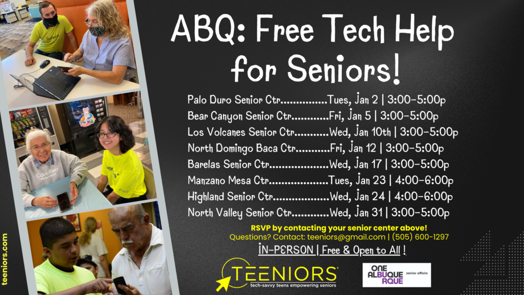 Teeniors Free Tech Help for Seniors @ North Valley Senior Center
